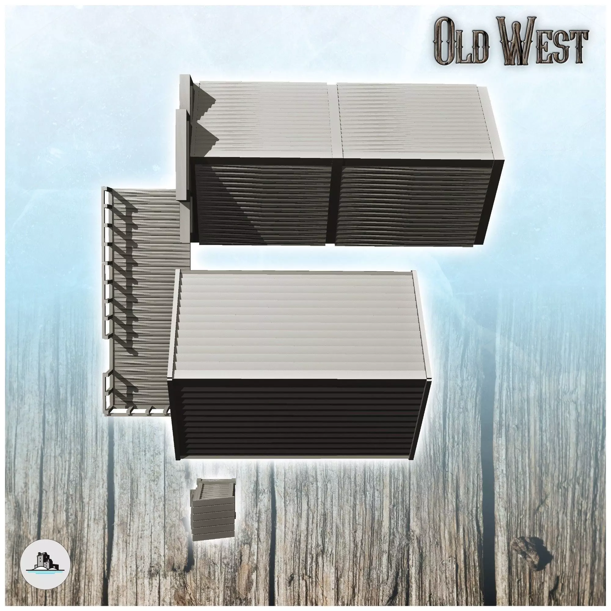 Set of western houses with toilet cabins 13 - Cowboy USA America 3D print model_3