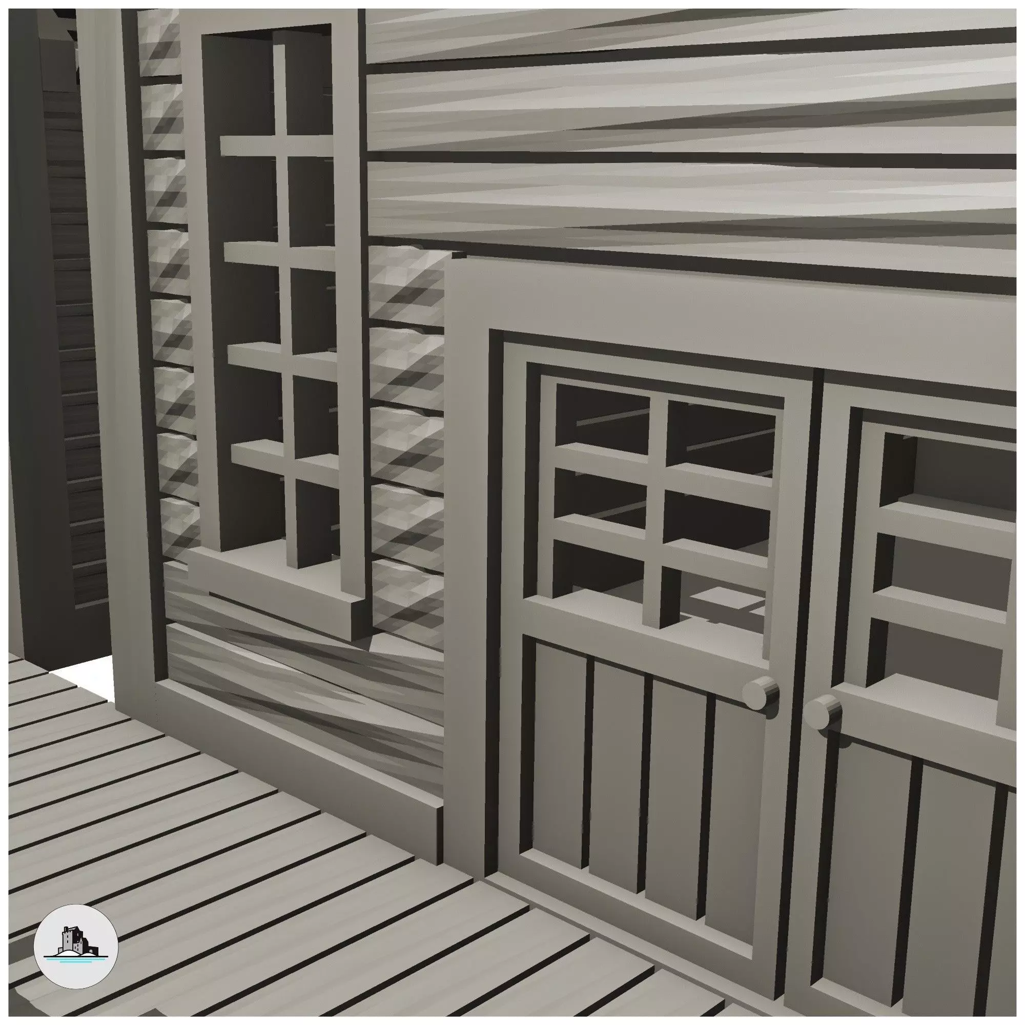 Set of western houses with toilet cabins 13 - Cowboy USA America 3D print model_7