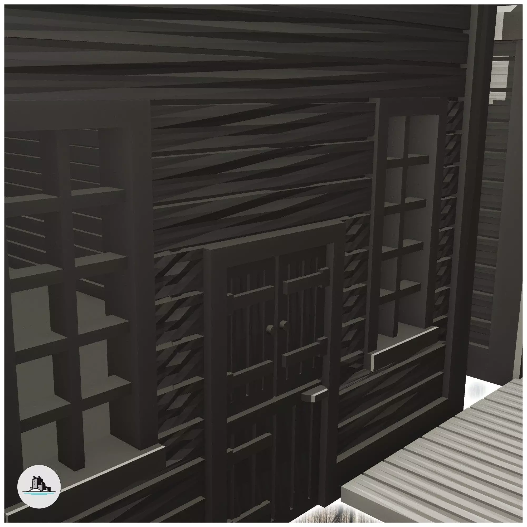 Set of western houses with toilet cabins 13 - Cowboy USA America 3D print model_6