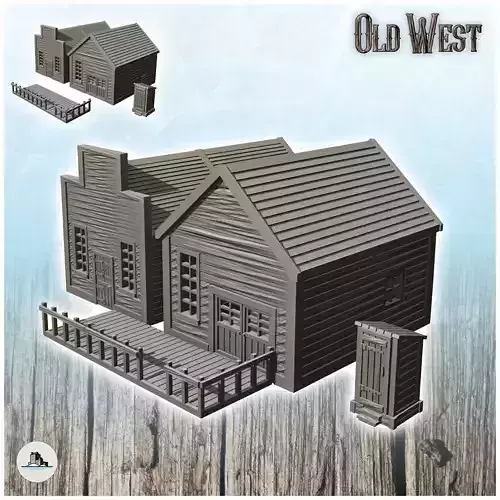 Set of western houses with toilet cabins 13 - Cowboy USA America