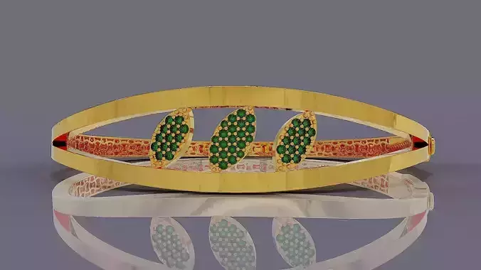 Elegant Double Band Bracelet with Pave Leaf Clusters 