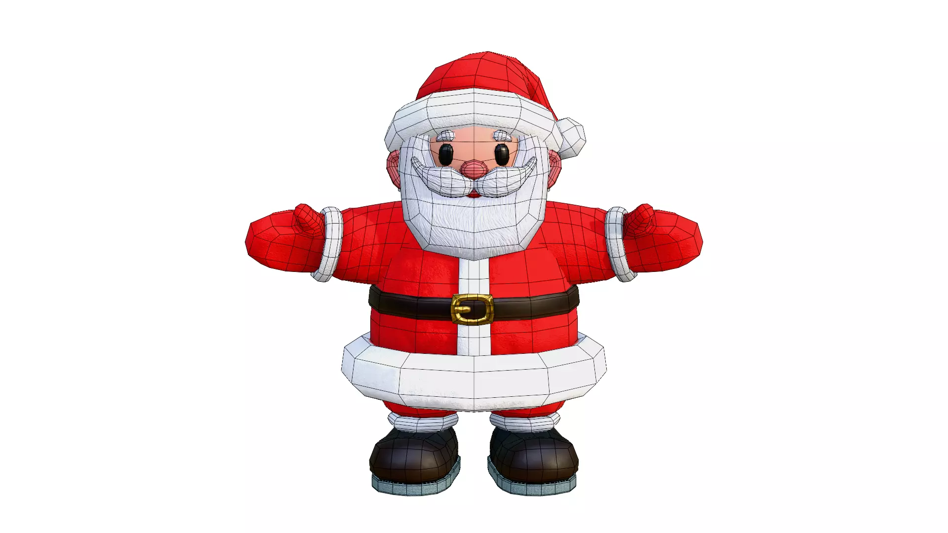 LowPoly Cartoon Santa Claus with Rig Low-poly 3D model_8