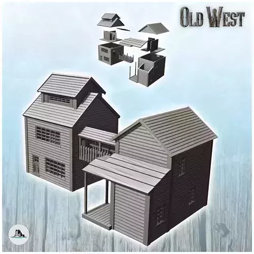 Double mining buildings with footbridge 16 - Cowboy USA America 