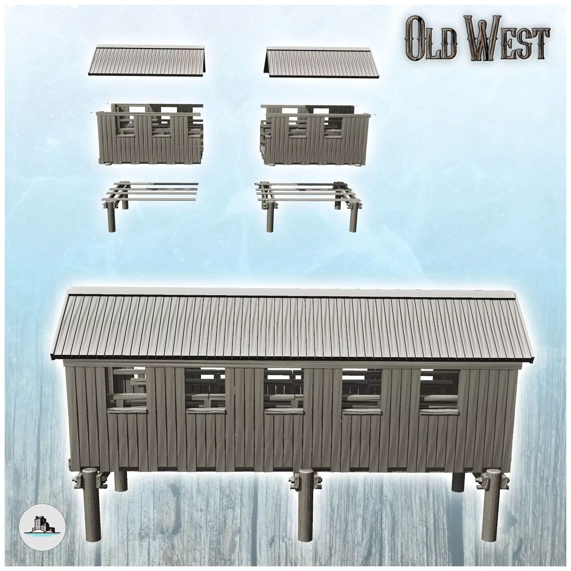 Wooden bridge with roof 17 - Cowboy USA America ACW American Civ 3D print model_1