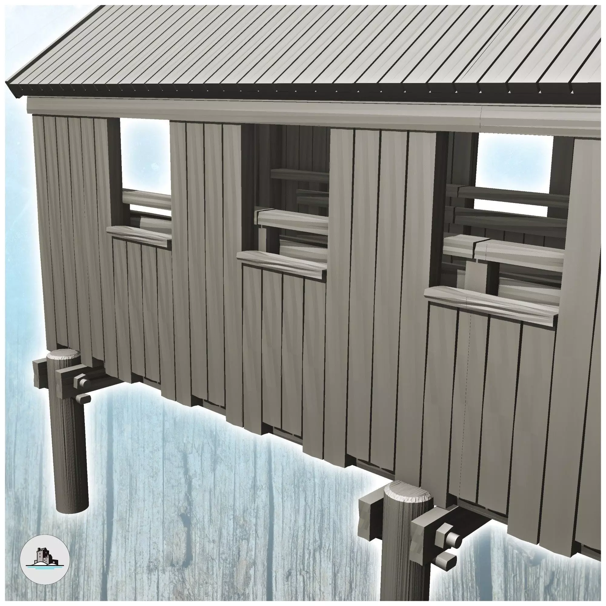 Wooden bridge with roof 17 - Cowboy USA America ACW American Civ 3D print model_5