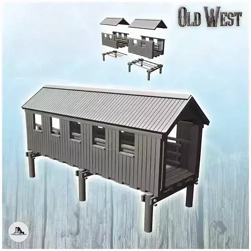 Wooden bridge with roof 17 - Cowboy USA America ACW American Civ 3D print model
