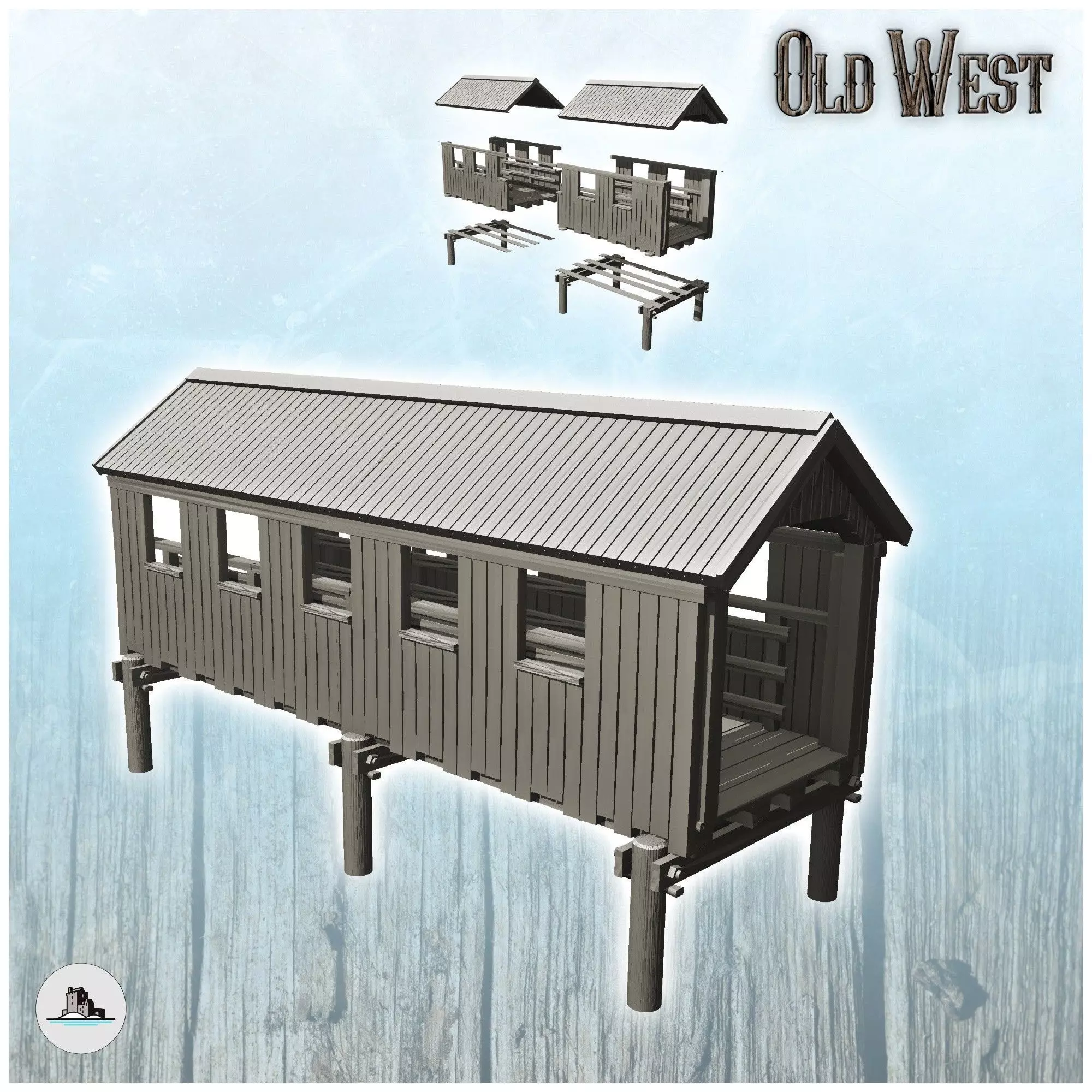 Wooden bridge with roof 17 - Cowboy USA America ACW American Civ 3D print model_0