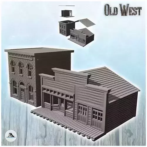 Set of western wooden buildings 18 - Cowboy USA America ACW Amer