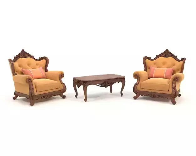Classic European Style Coffee Table and Armchair 31