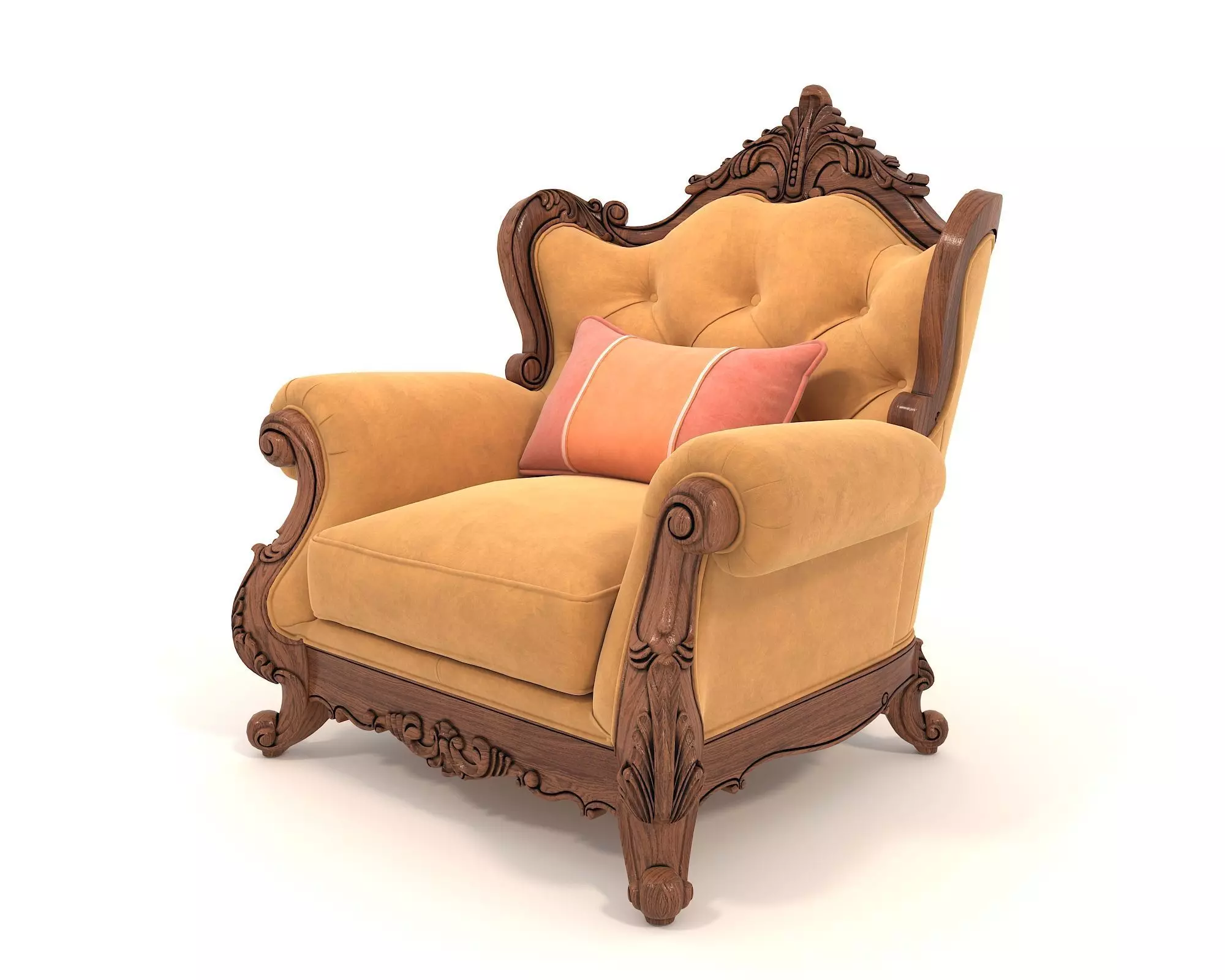 Classic European Style Coffee Table and Armchair 31 3D model_7