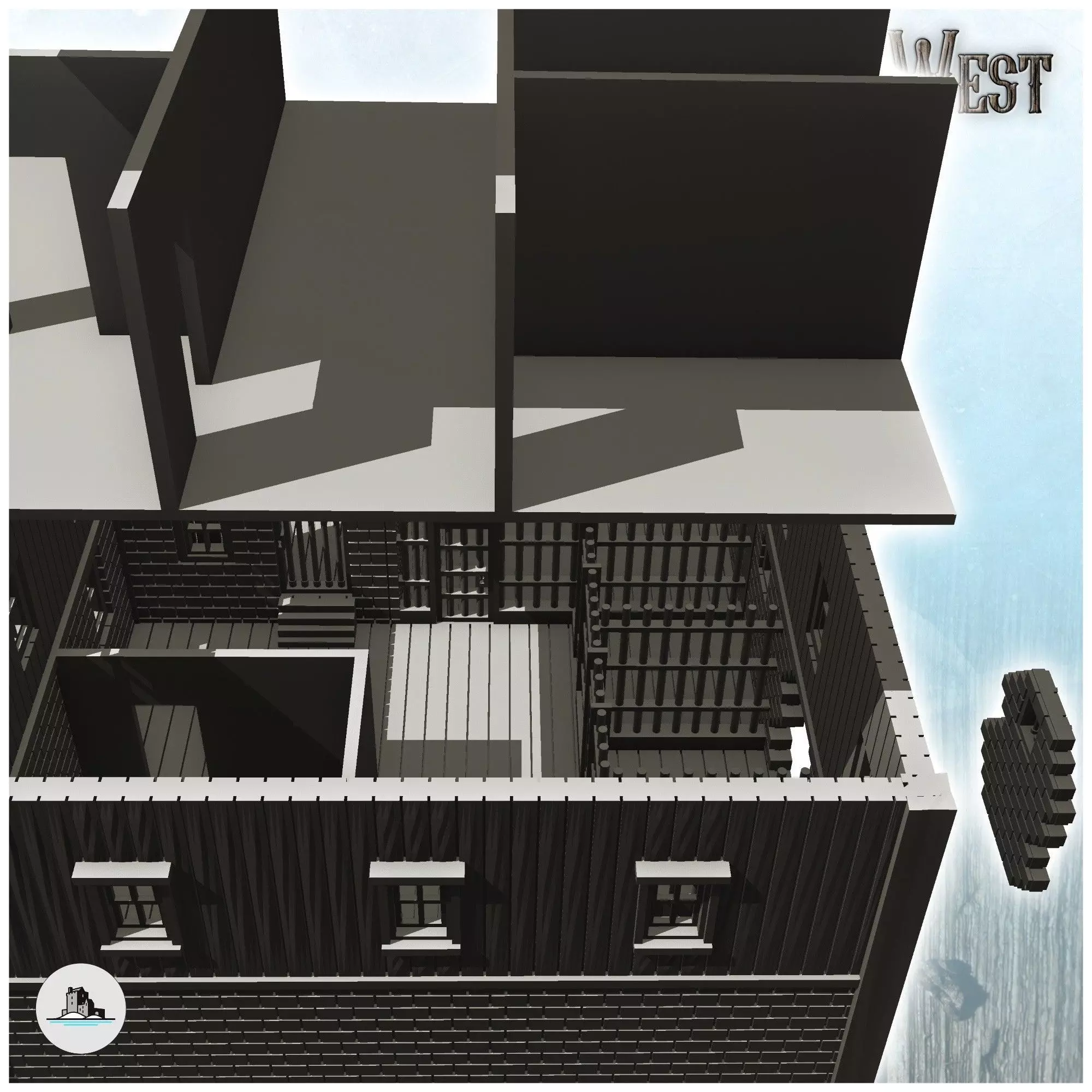 Sheriffs office with removable interior and walls 19 - Cowboy US 3D print model_5