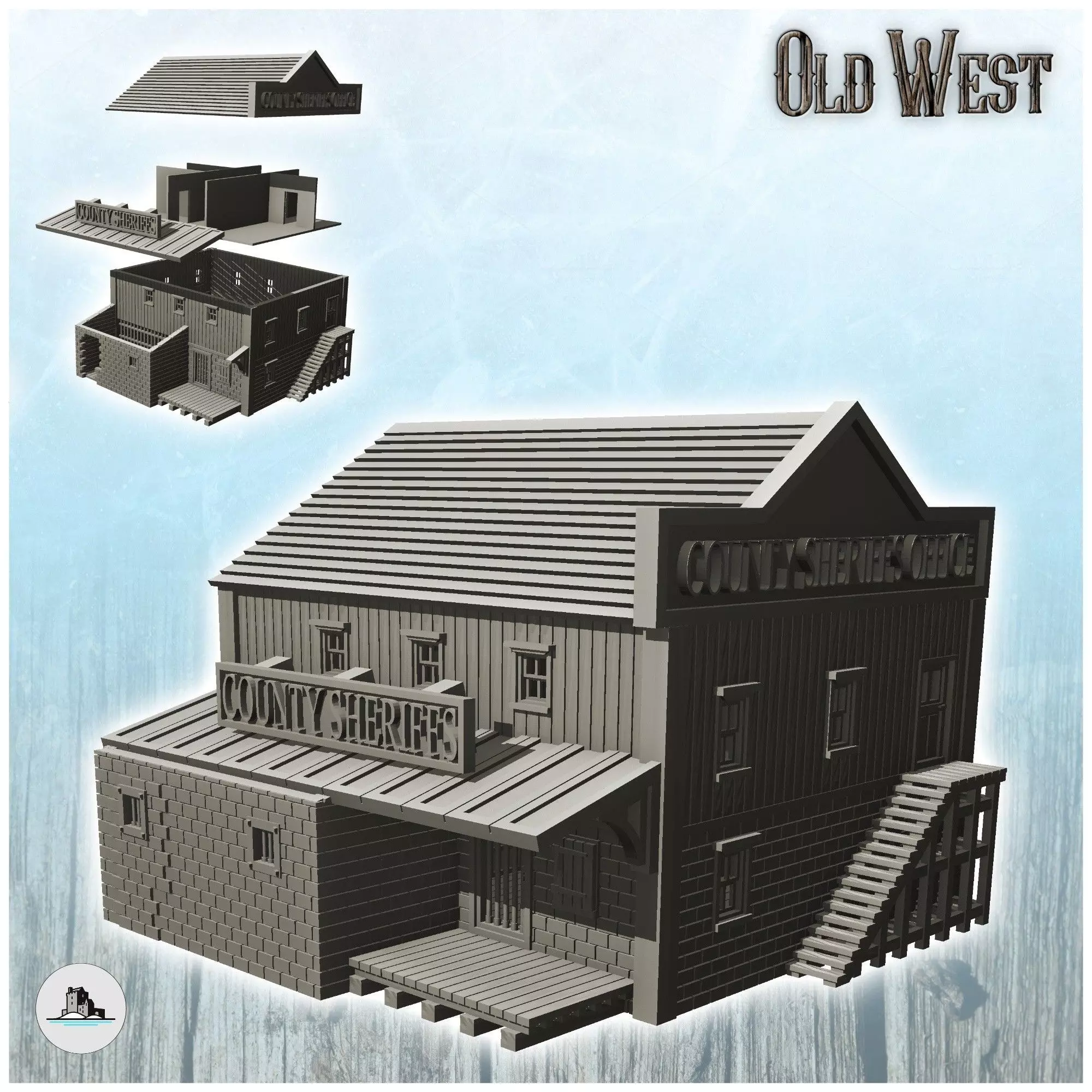 Sheriffs office with removable interior and walls 19 - Cowboy US 3D print model_0