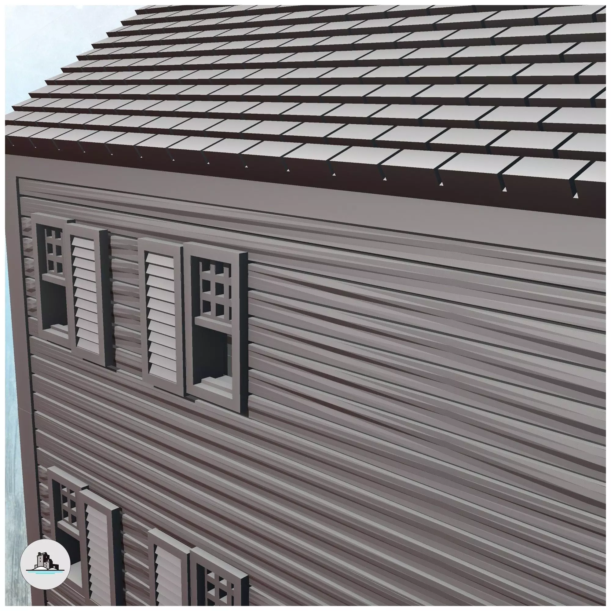 Greek revival western western plantation mansion with one floor  3D print model_6