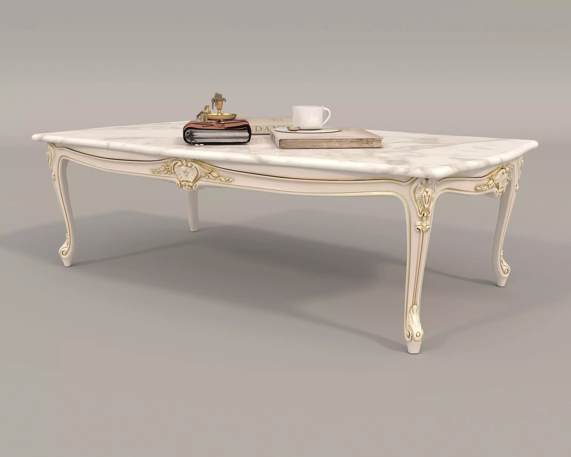 Classic European Style Coffee Table and Armchair 32 3D model_5