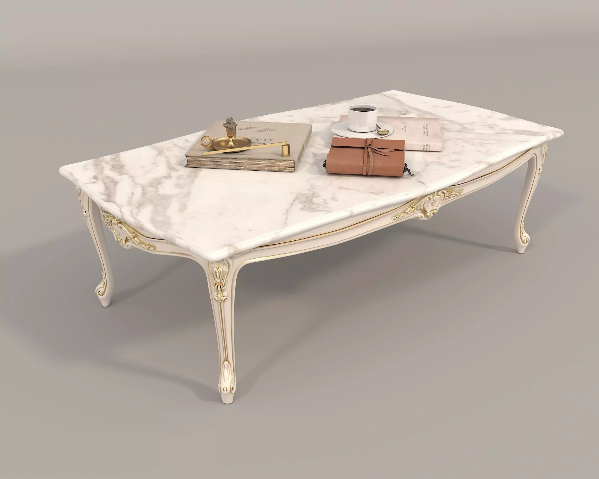 Classic European Style Coffee Table and Armchair 32 3D model_7