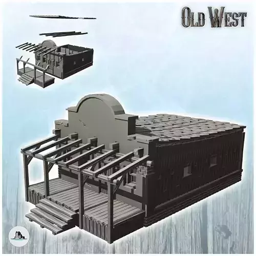 Western store with entrance awning and annex 23 - Cowboy USA Ame