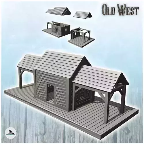 Western train station with double canopies 26 - Cowboy USA Ameri