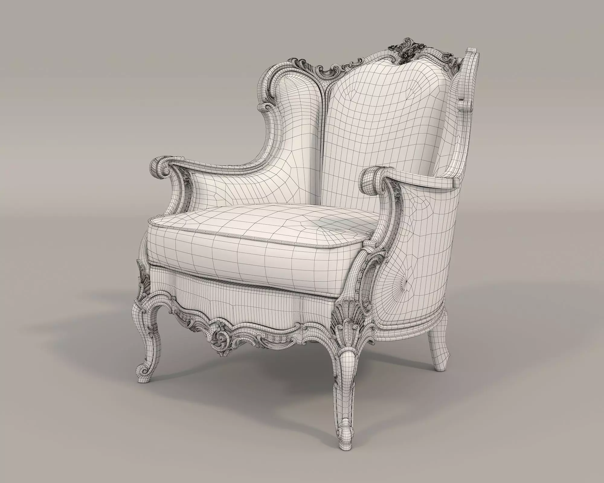 Classic European Style Coffee Table and Armchair 34 3D model_9