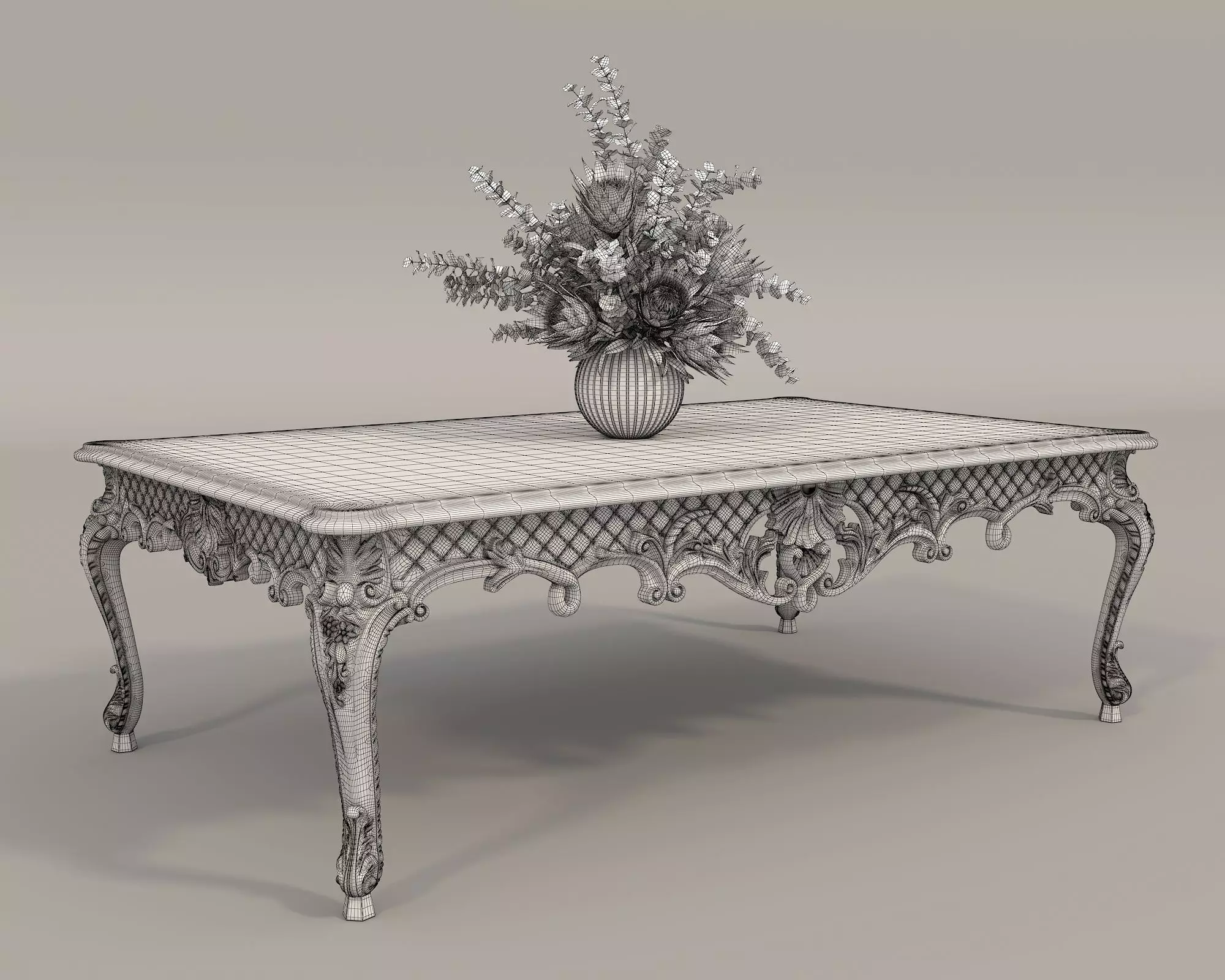 Classic European Style Coffee Table and Armchair 34 3D model_10