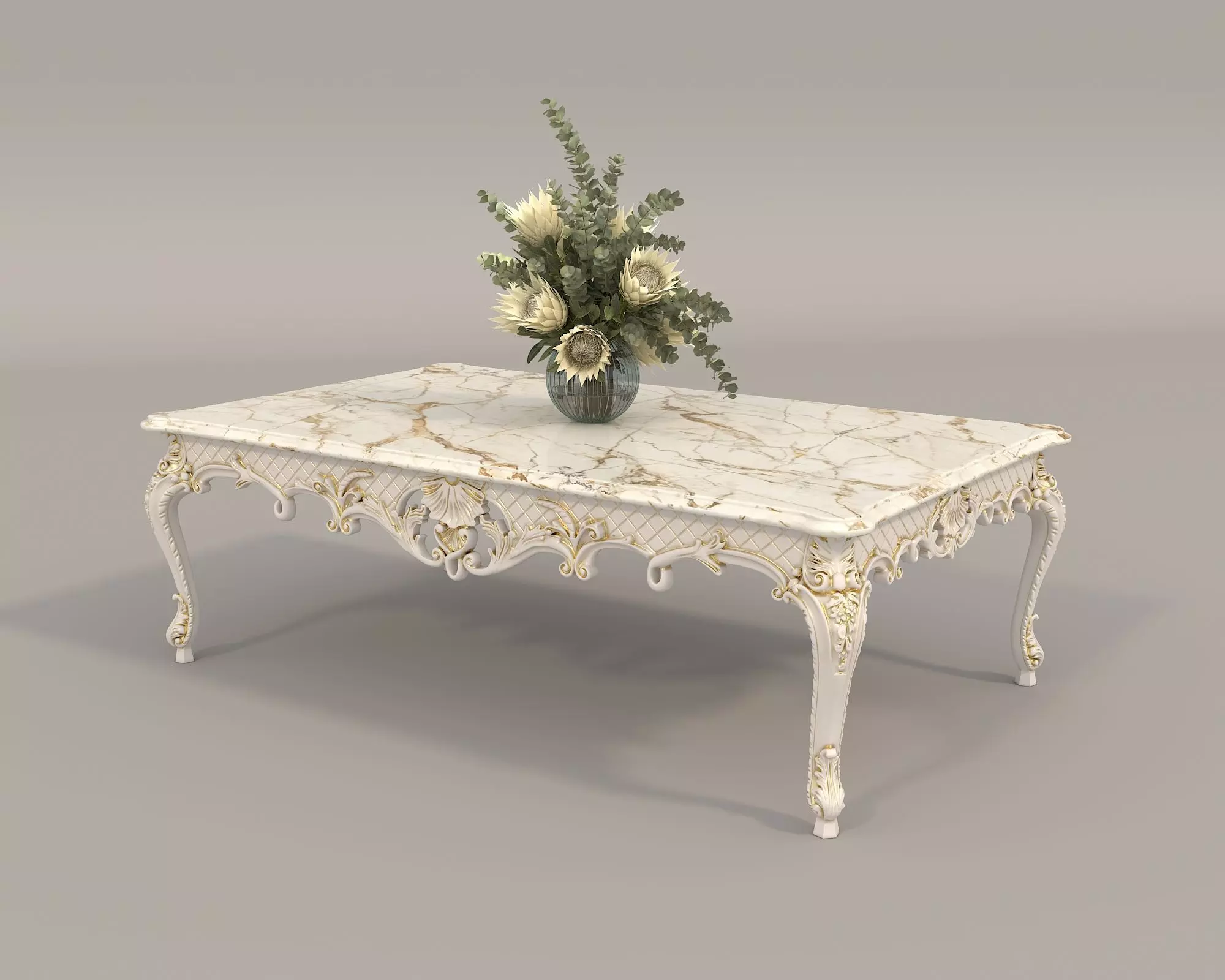 Classic European Style Coffee Table and Armchair 34 3D model_6