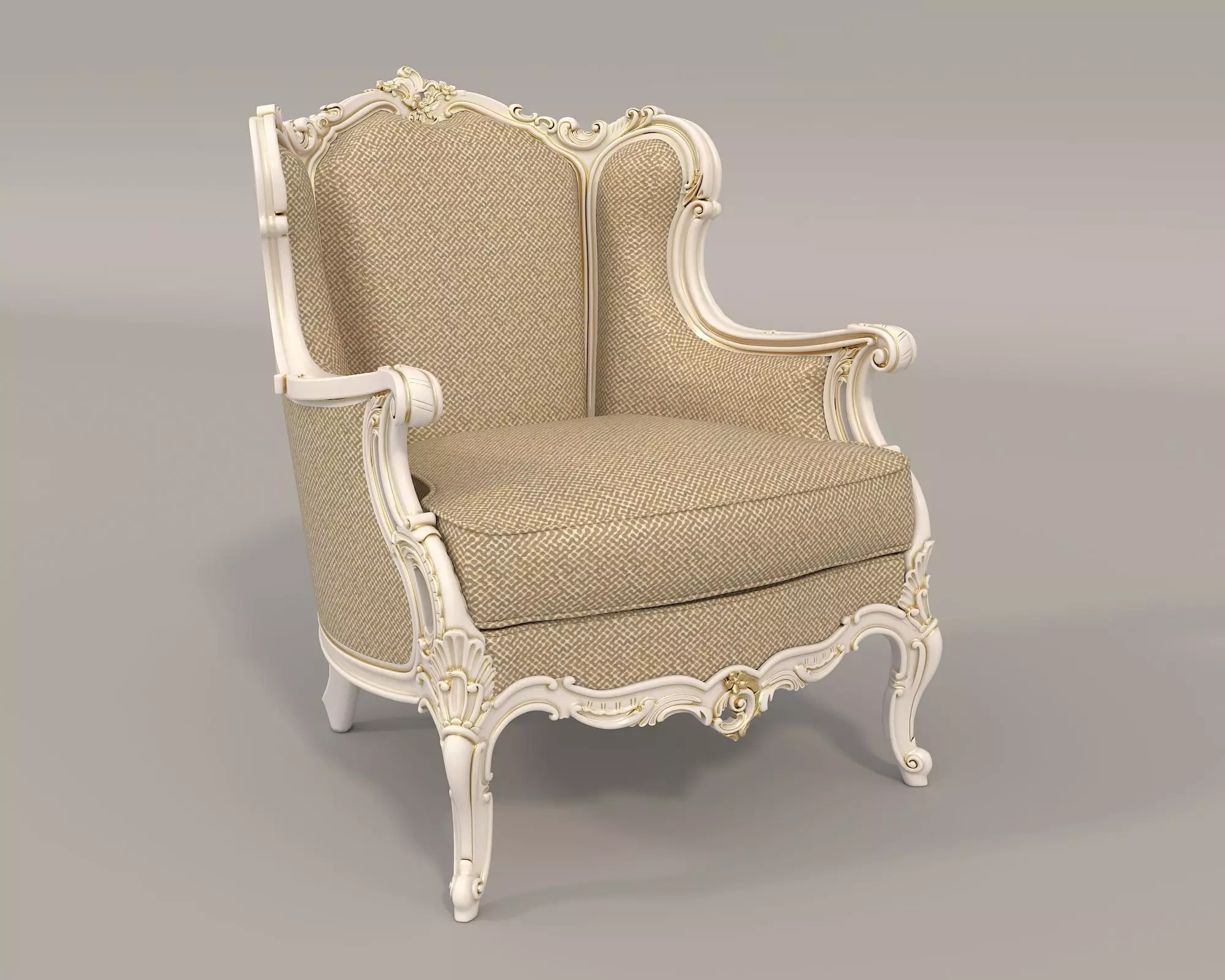 Classic European Style Coffee Table and Armchair 34 3D model_7