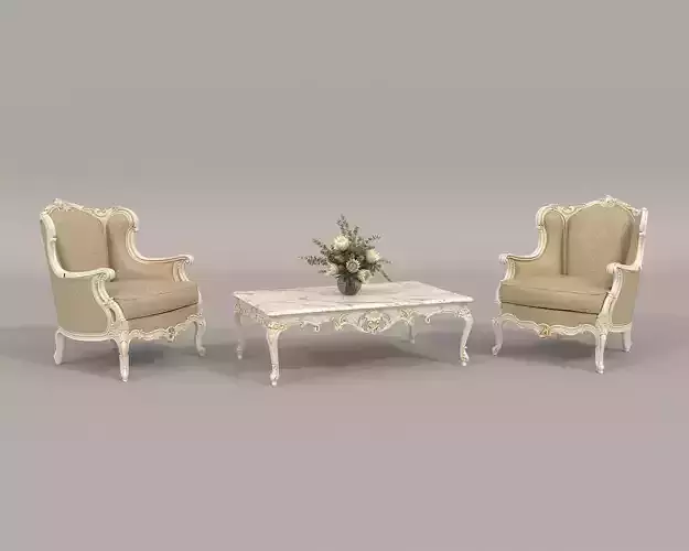 Classic European Style Coffee Table and Armchair 34 3D model Classic European Style Coffee Table and Armchair 34 3D model