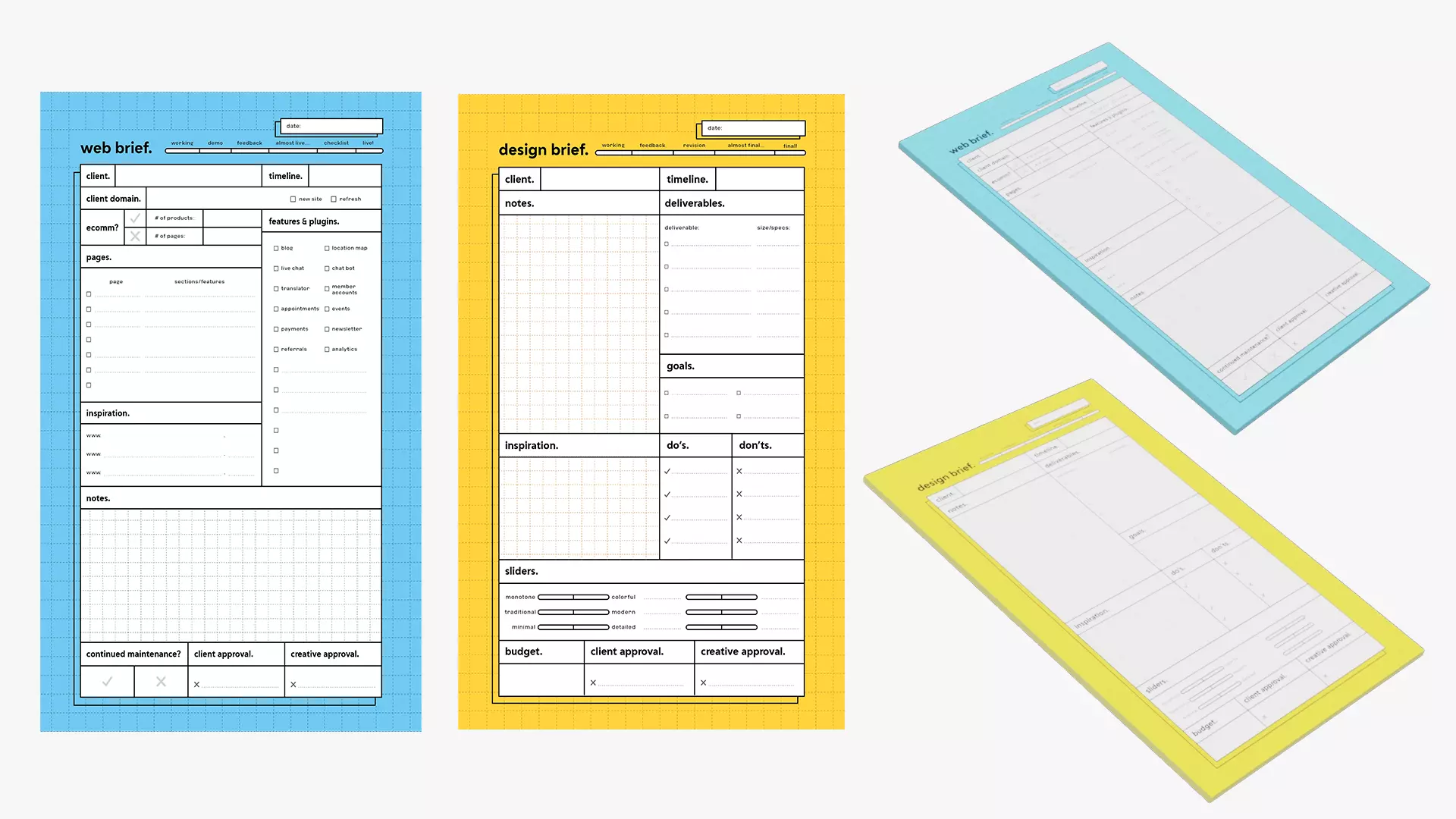 Creative Brief Note Pad Collection for Digital Projects 3D model