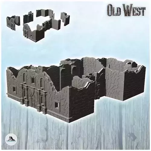 Ruined church at the Alamo Fort 28 - Cowboy USA America ACW Amer
