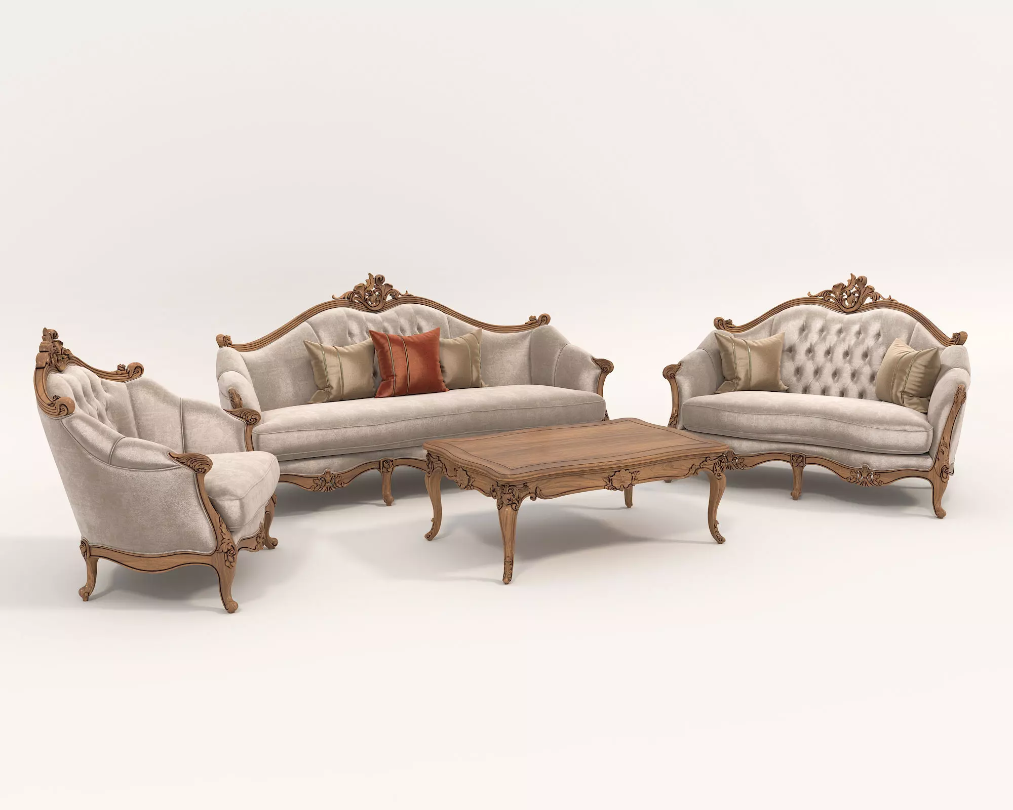 Classic European style Sofa and Armchair set 5 3D model_0