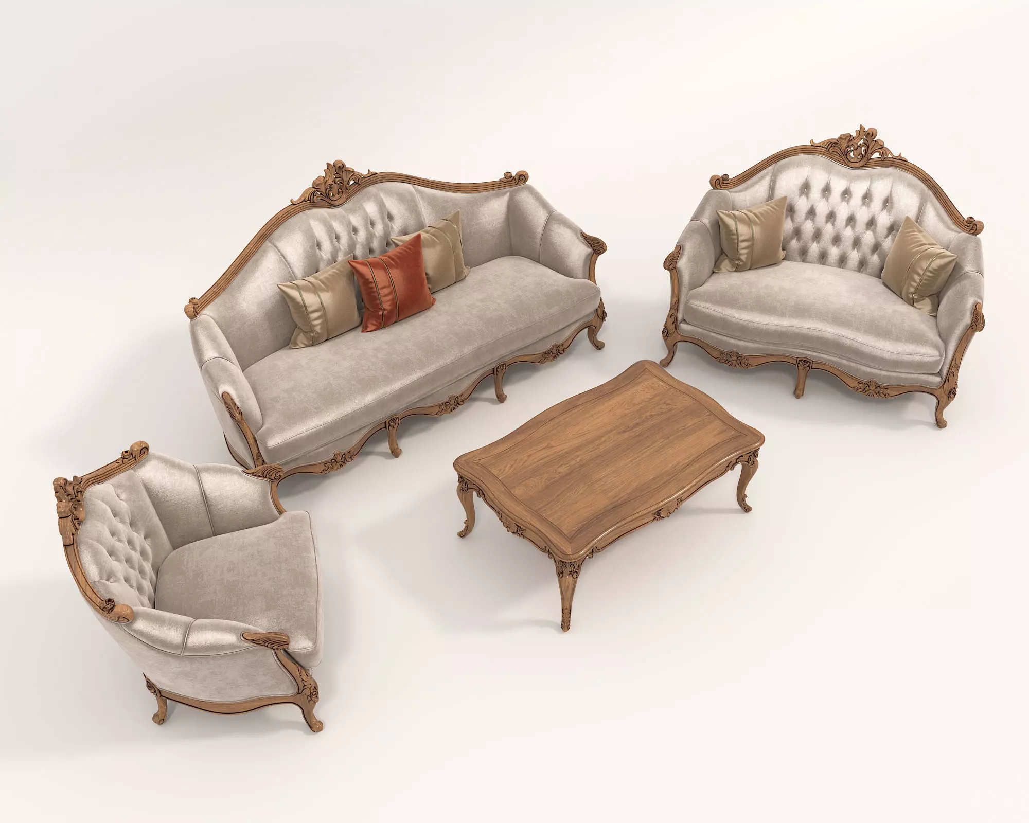 Classic European style Sofa and Armchair set 5 3D model_1