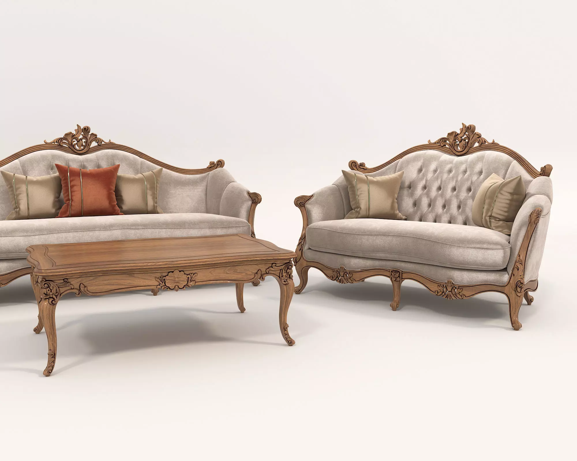 Classic European style Sofa and Armchair set 5 3D model_4