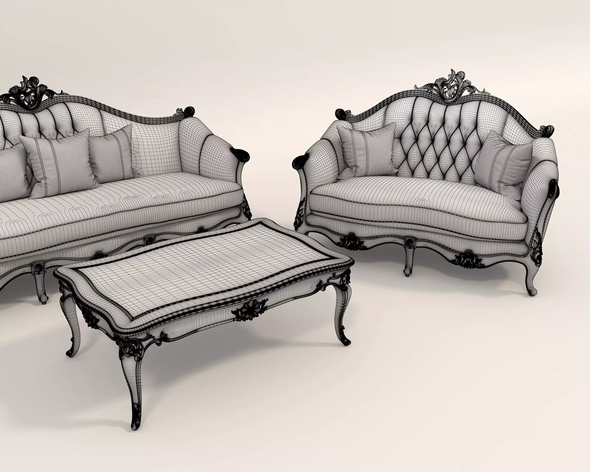 Classic European style Sofa and Armchair set 5 3D model_10