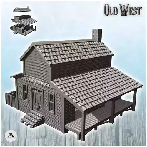 Wooden western house with roof terrace 29 - Cowboy USA America A