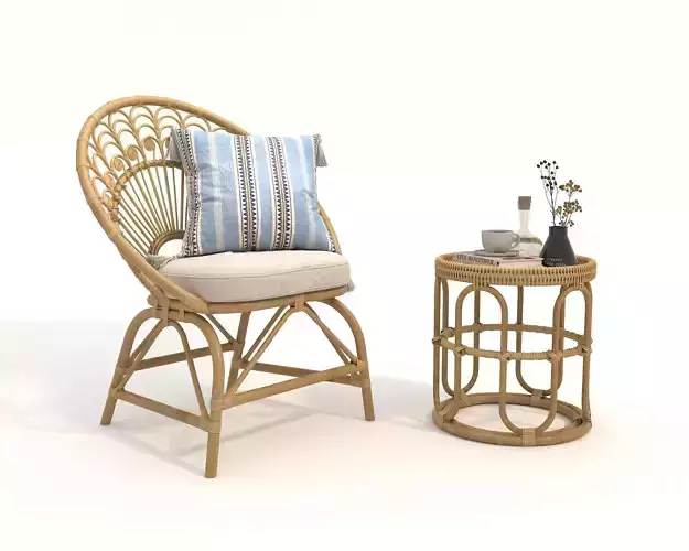 Rattan Coffee Table and Chair Set 5