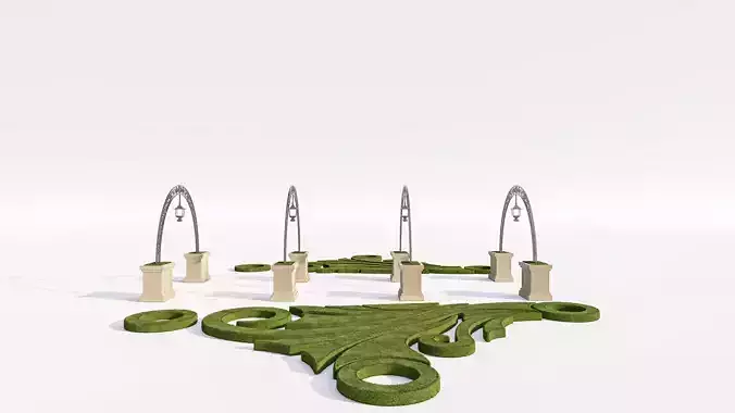 Classical Garden Archway and Topiary Set Low-poly 3D model 6