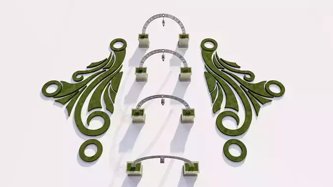 Classical Garden Archway and Topiary Set Low-poly 3D model 4