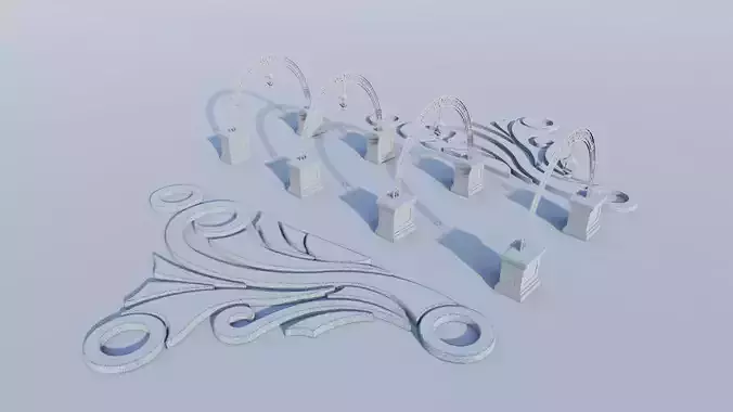 Classical Garden Archway and Topiary Set Low-poly 3D model 2