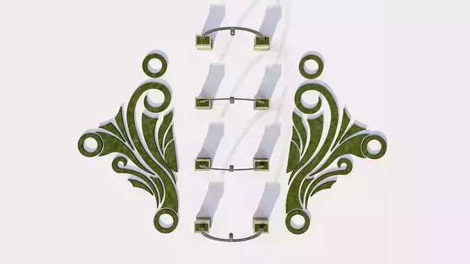 Classical Garden Archway and Topiary Set Low-poly 3D model 7