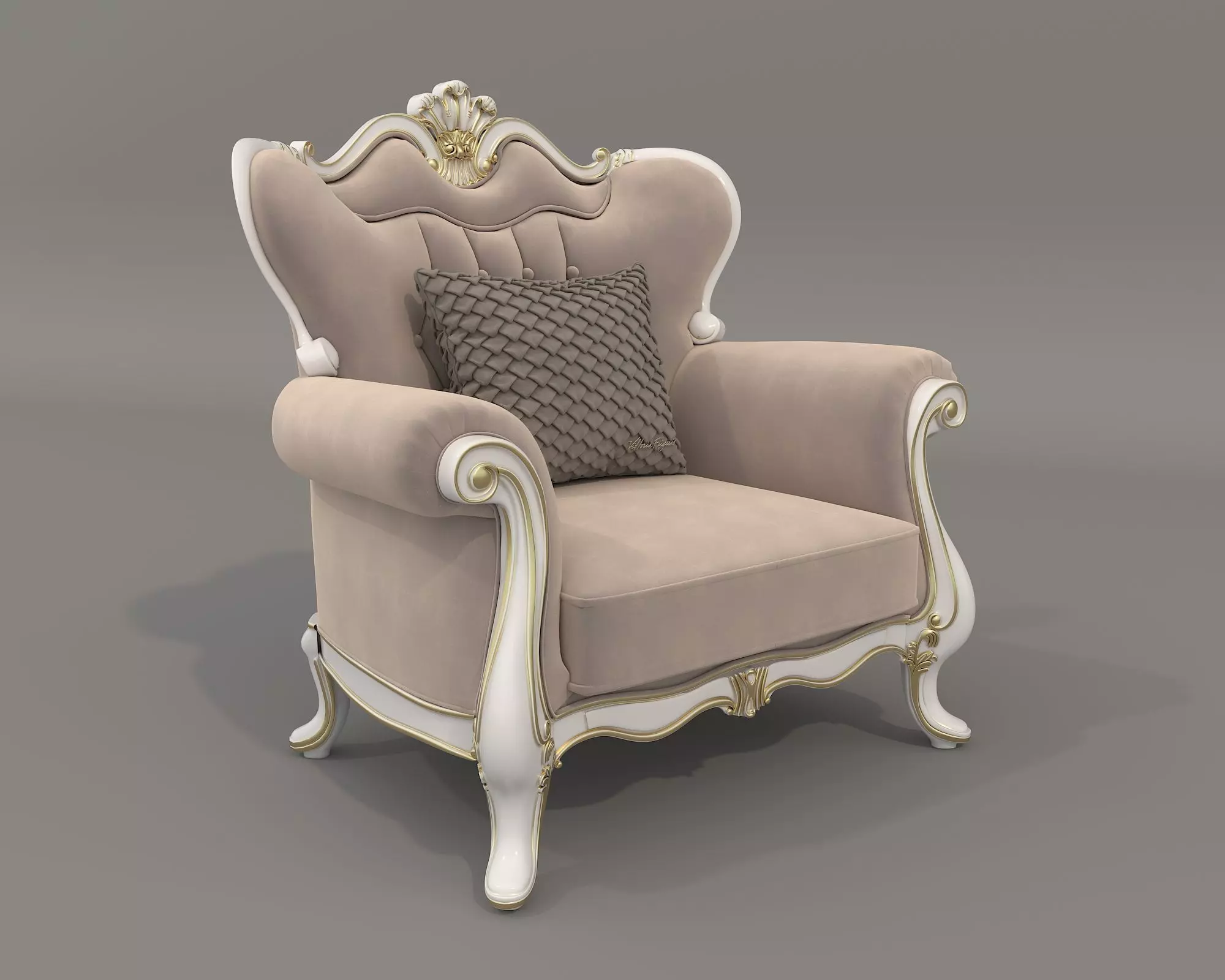 Classic European style Sofa and Armchair set 6 3D model_5