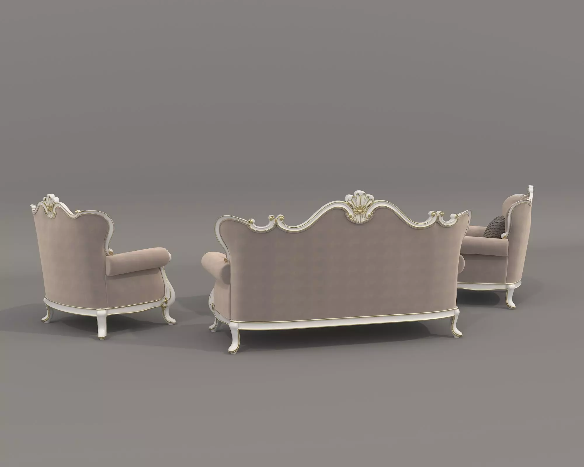 Classic European style Sofa and Armchair set 6 3D model_3