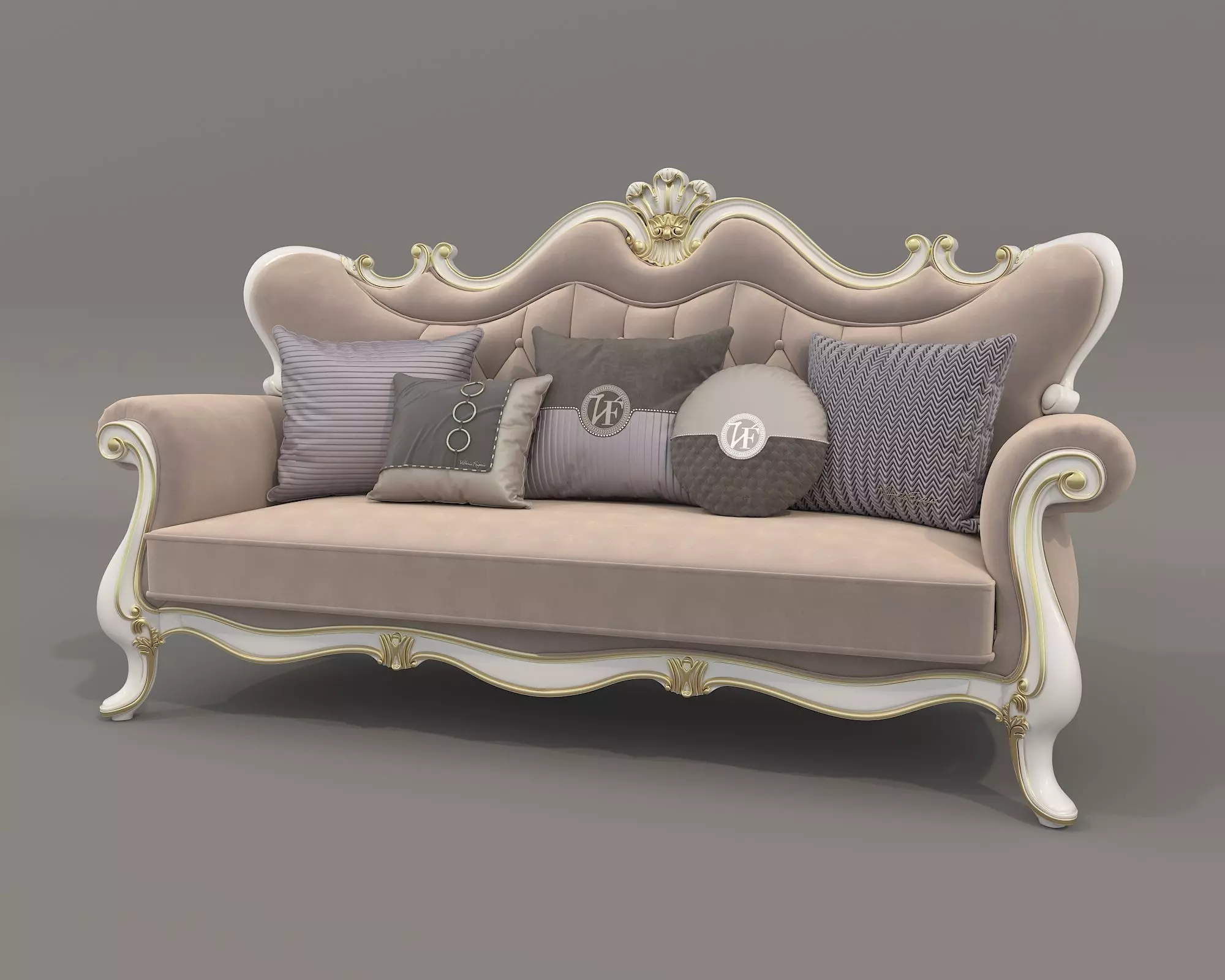 Classic European style Sofa and Armchair set 6 3D model_6