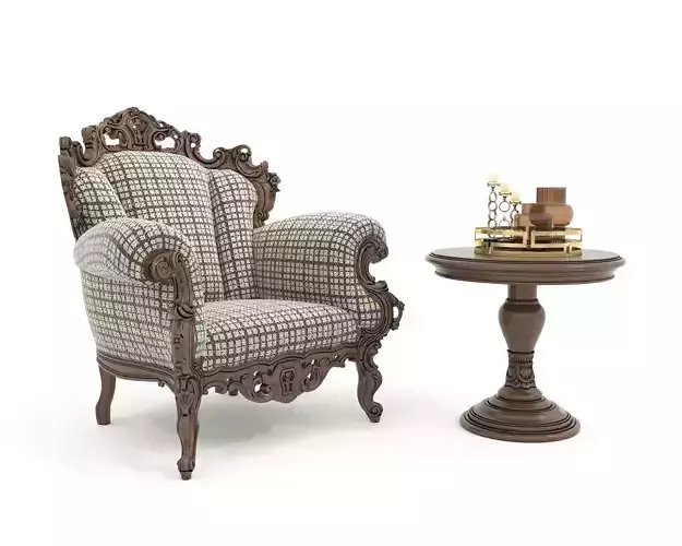 Classic European Style Coffee Table and Armchair 35