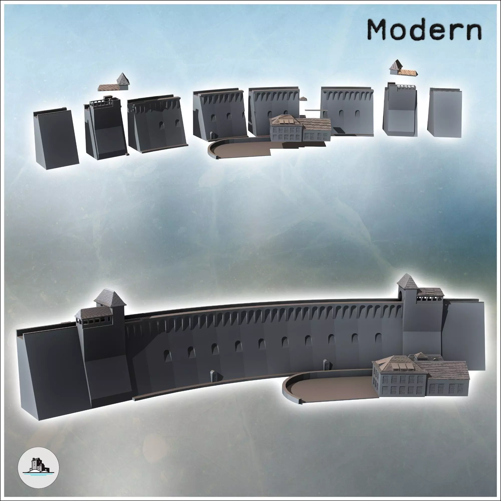 Edersee or Edertal Dam with buildings Waldeck Hesse Germany - Mo 3D print model_1