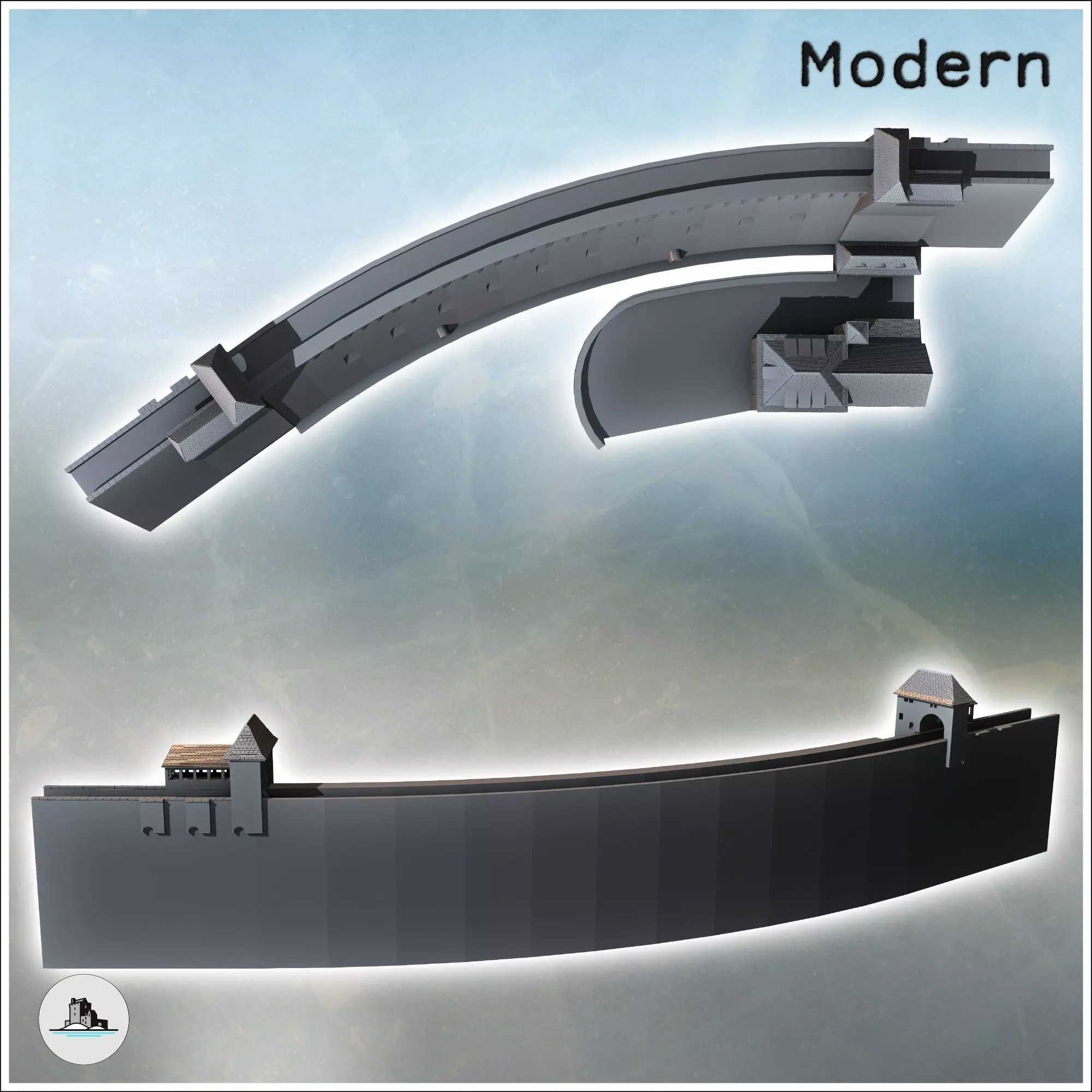 Edersee or Edertal Dam with buildings Waldeck Hesse Germany - Mo 3D print model_3