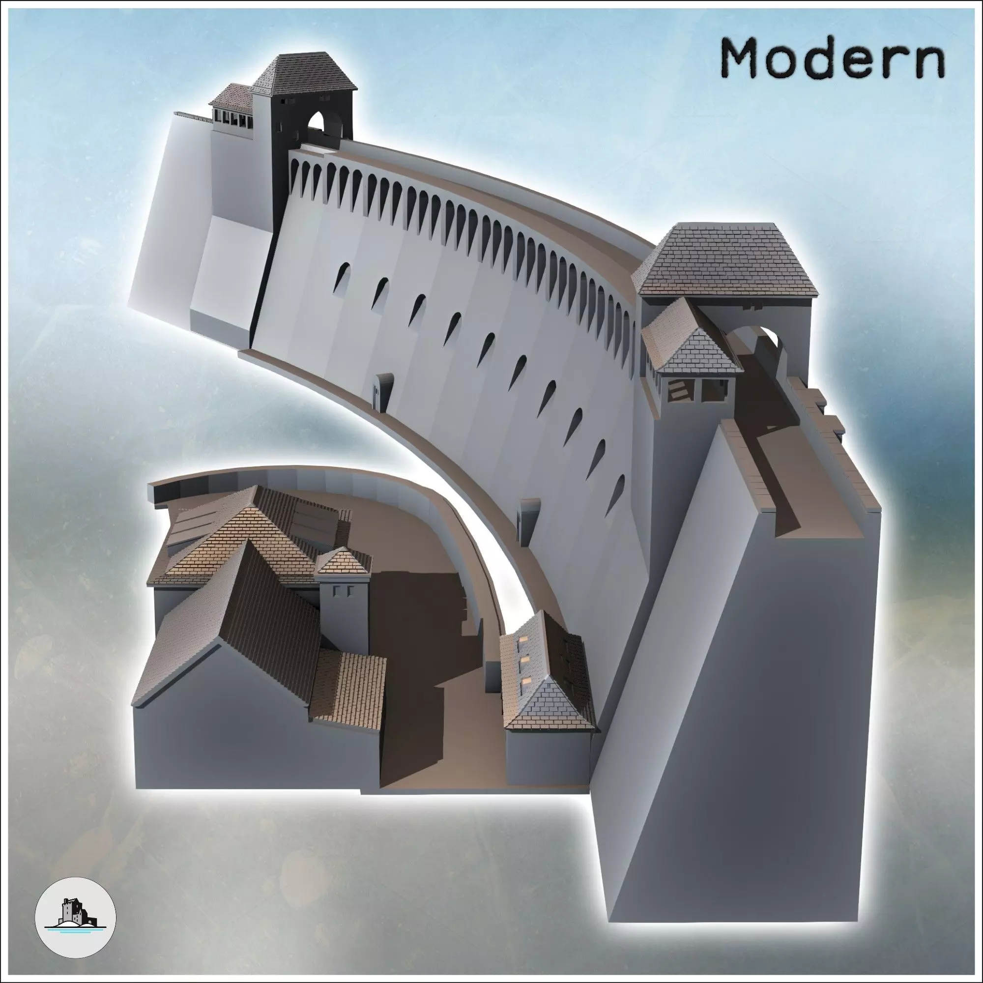 Edersee or Edertal Dam with buildings Waldeck Hesse Germany - Mo 3D print model_4