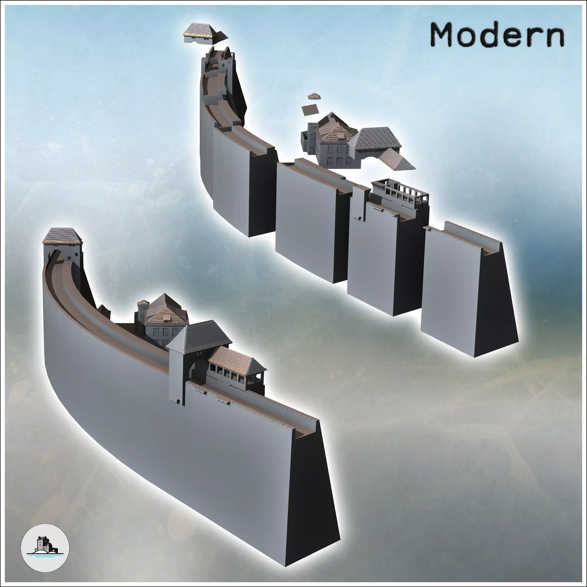 Edersee or Edertal Dam with buildings Waldeck Hesse Germany - Mo 3D print model_2