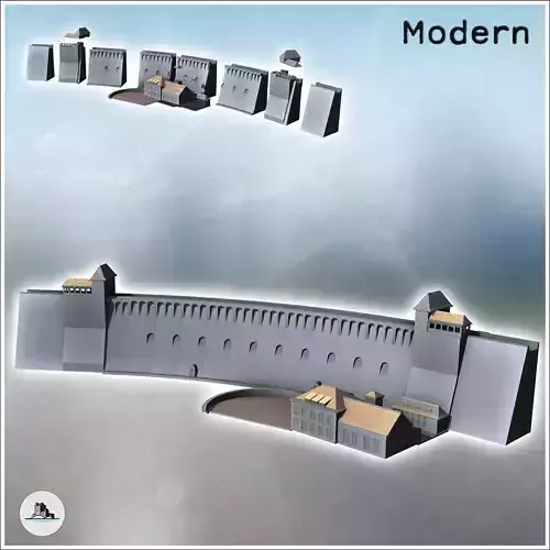 Edersee or Edertal Dam with buildings Waldeck Hesse Germany - Mo