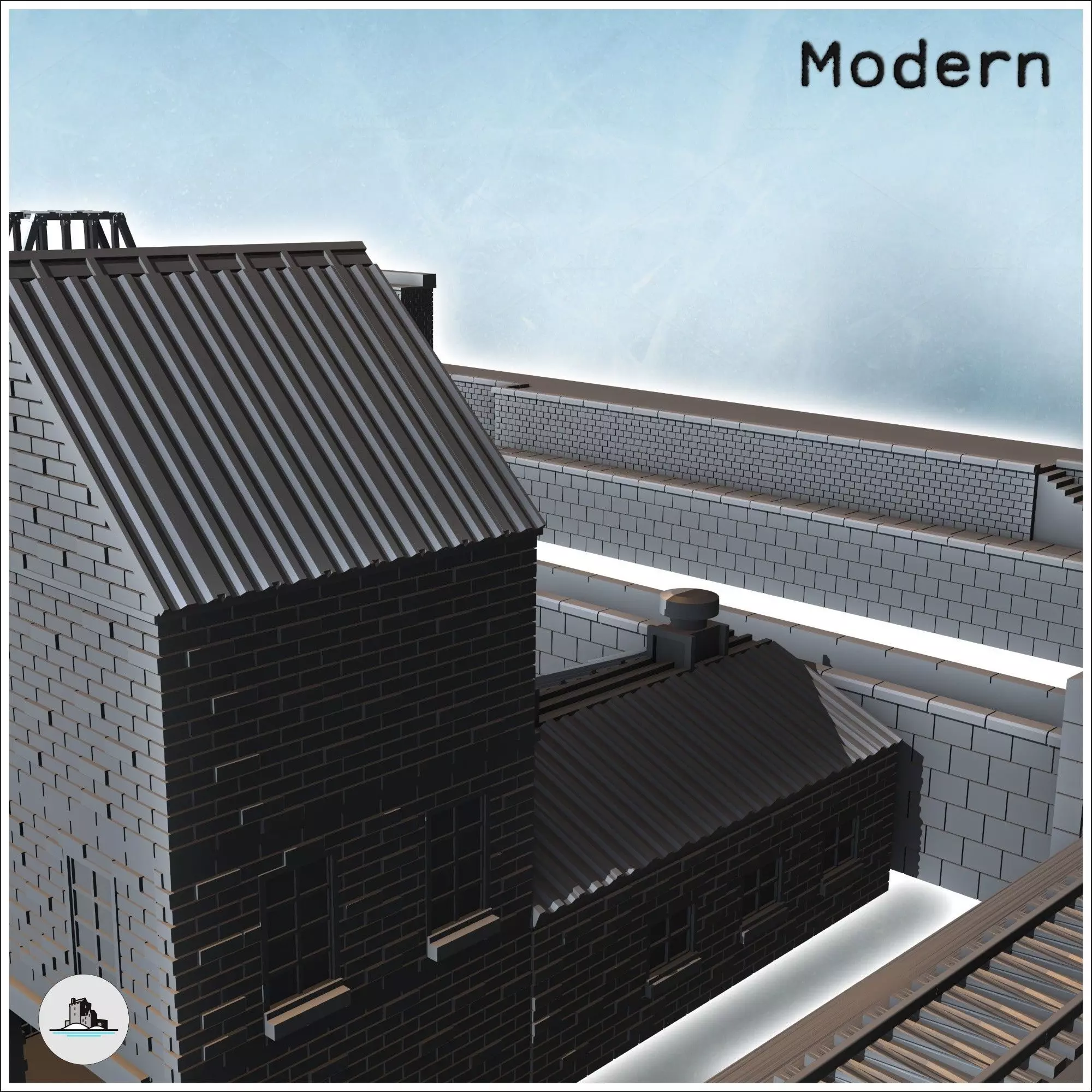 Large set of industrial complex with canals dam railway tracks a 3D print model_8