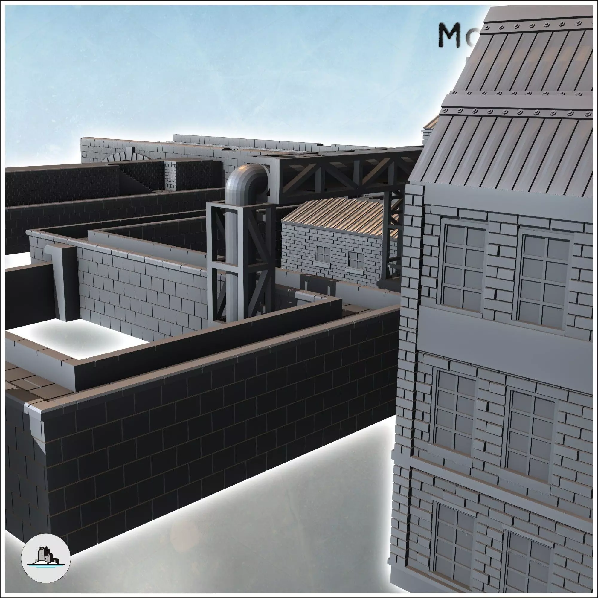 Large set of industrial complex with canals dam railway tracks a 3D print model_7