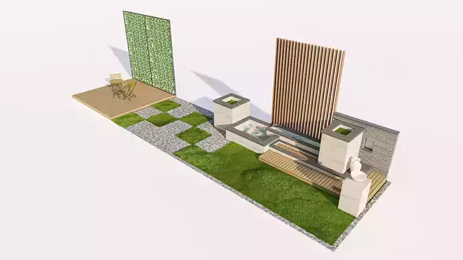 Modern Outdoor Wall Fountain and Landscape Kit